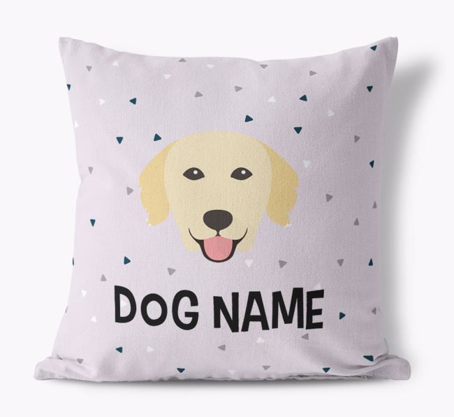 Triangle Pattern with {dogsName}'s Icon: Personalised Canvas Cushion